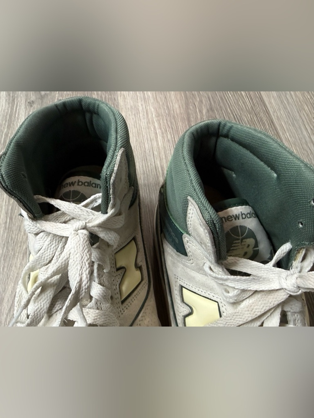 New Balance 650 High Top Size 10 White Green Suede Retro Dad Shoe Basketball NB - Picture 12 of 16